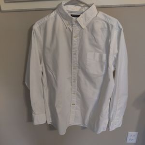 Cremieux long sleeve shirt, slim fit stretch oxford, Size Large, white